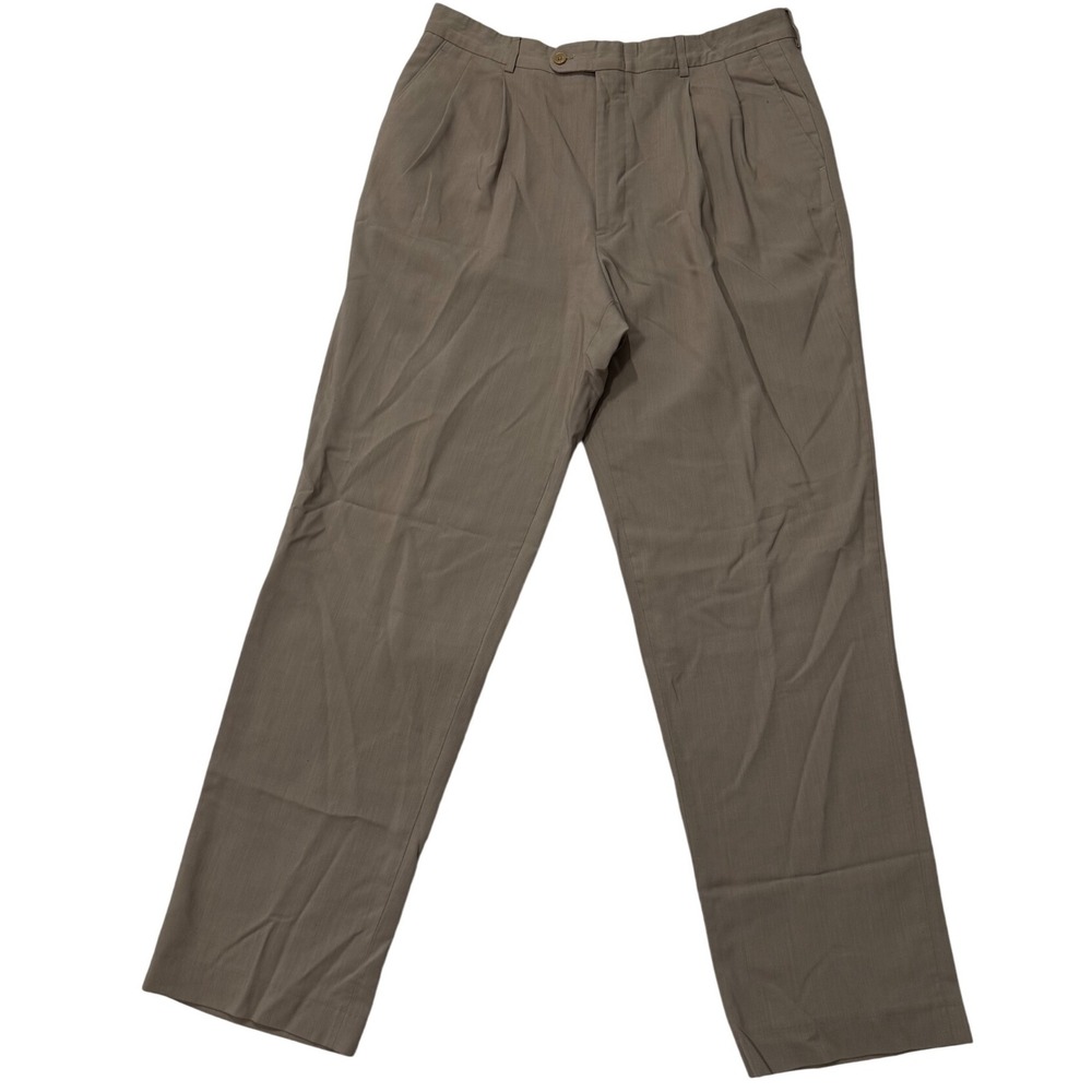Comero Linea Naturale Wool Blend Pleated Dress Pants Trousers Tan Men's 36